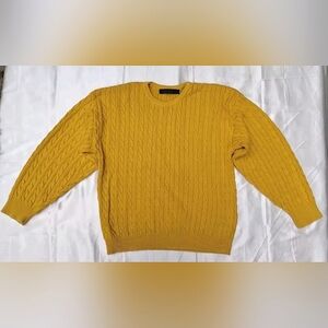 Brooks Brothers Pullover YELLOW Cotton Cable Knit Sweater Mens Sz L Coastal